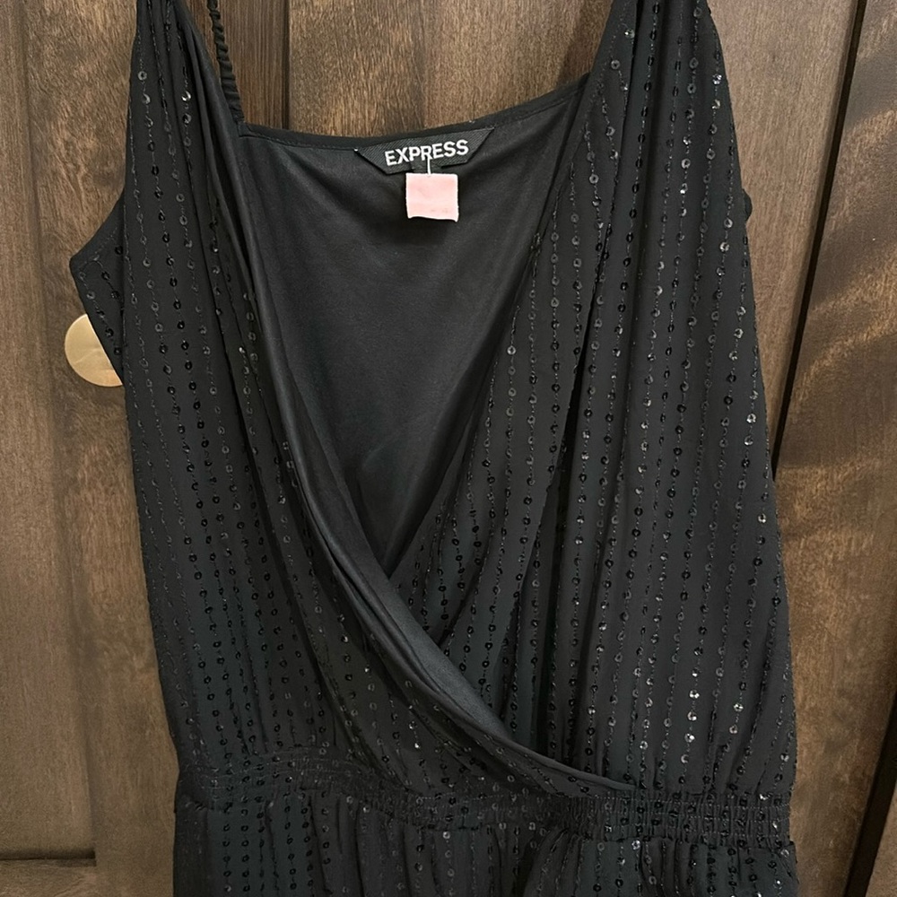 Express black sequin romper size 8